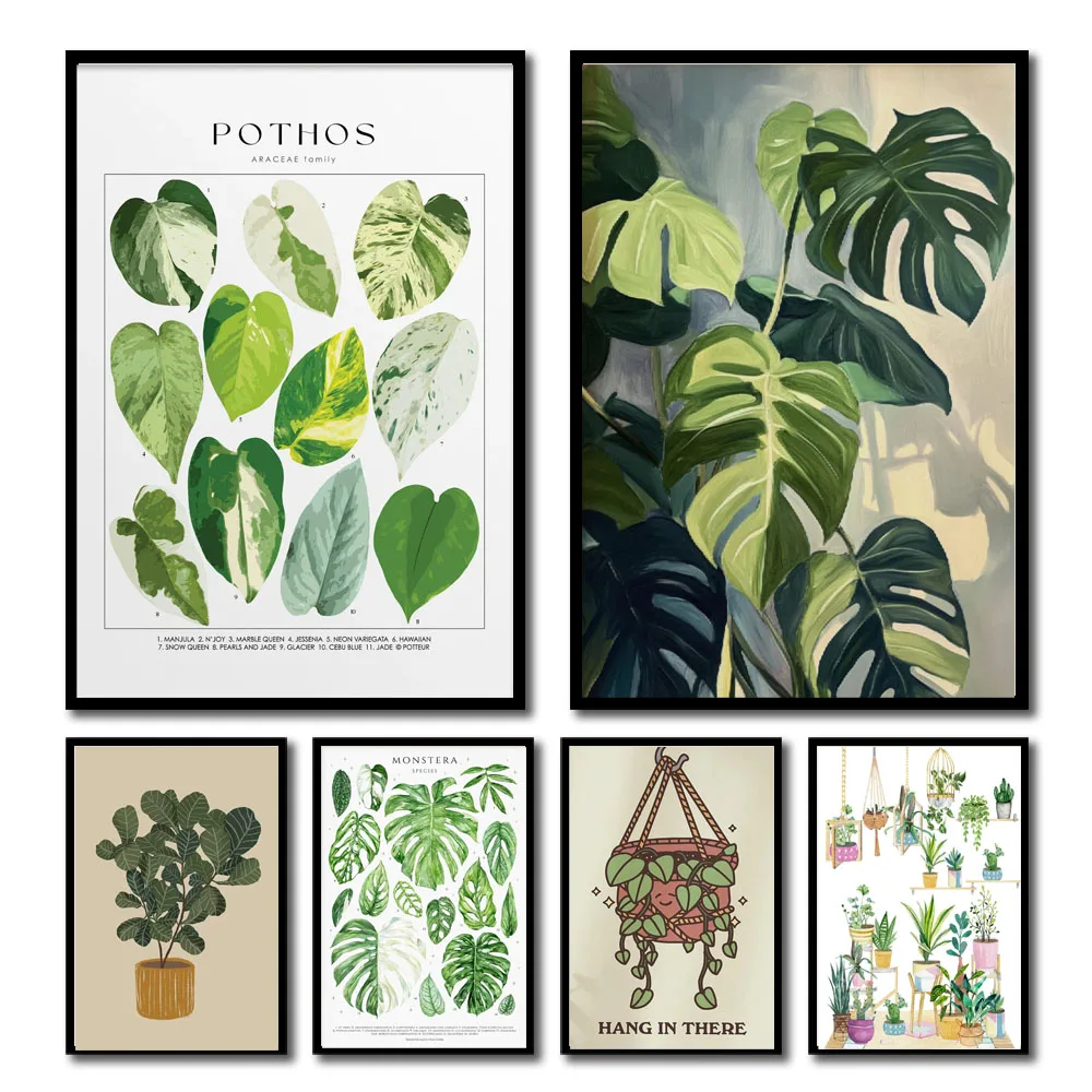 Home Office Youtube - 1pc Modern Houseplants Leaves Canvas Wall