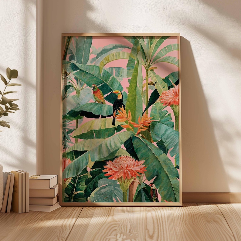 Home Office Youtube - 1pc Retro Tropical Canvas Poster, Unframed