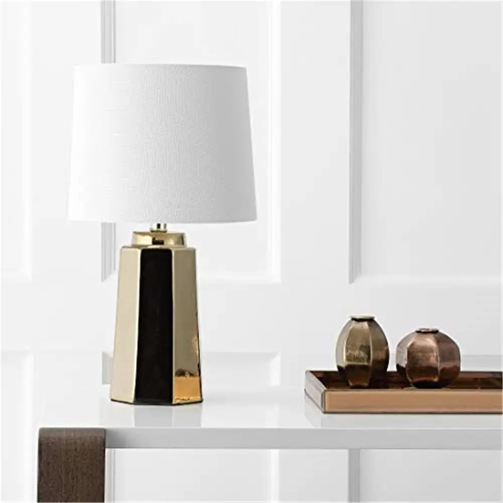 Home Office In Living Room - 17-inch Gold-Plated LED Table Lamp for
