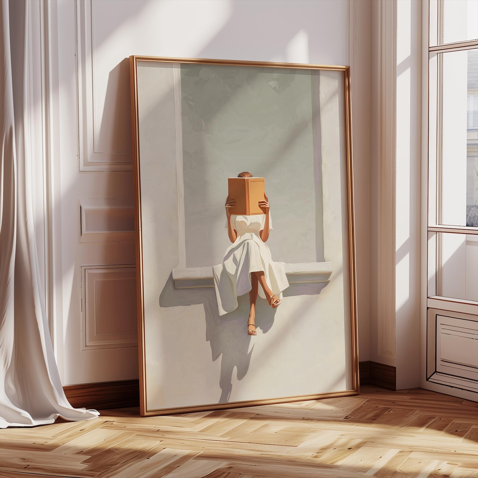 Home Office Youtube - Modern Abstract Woman Reading Canvas Wall