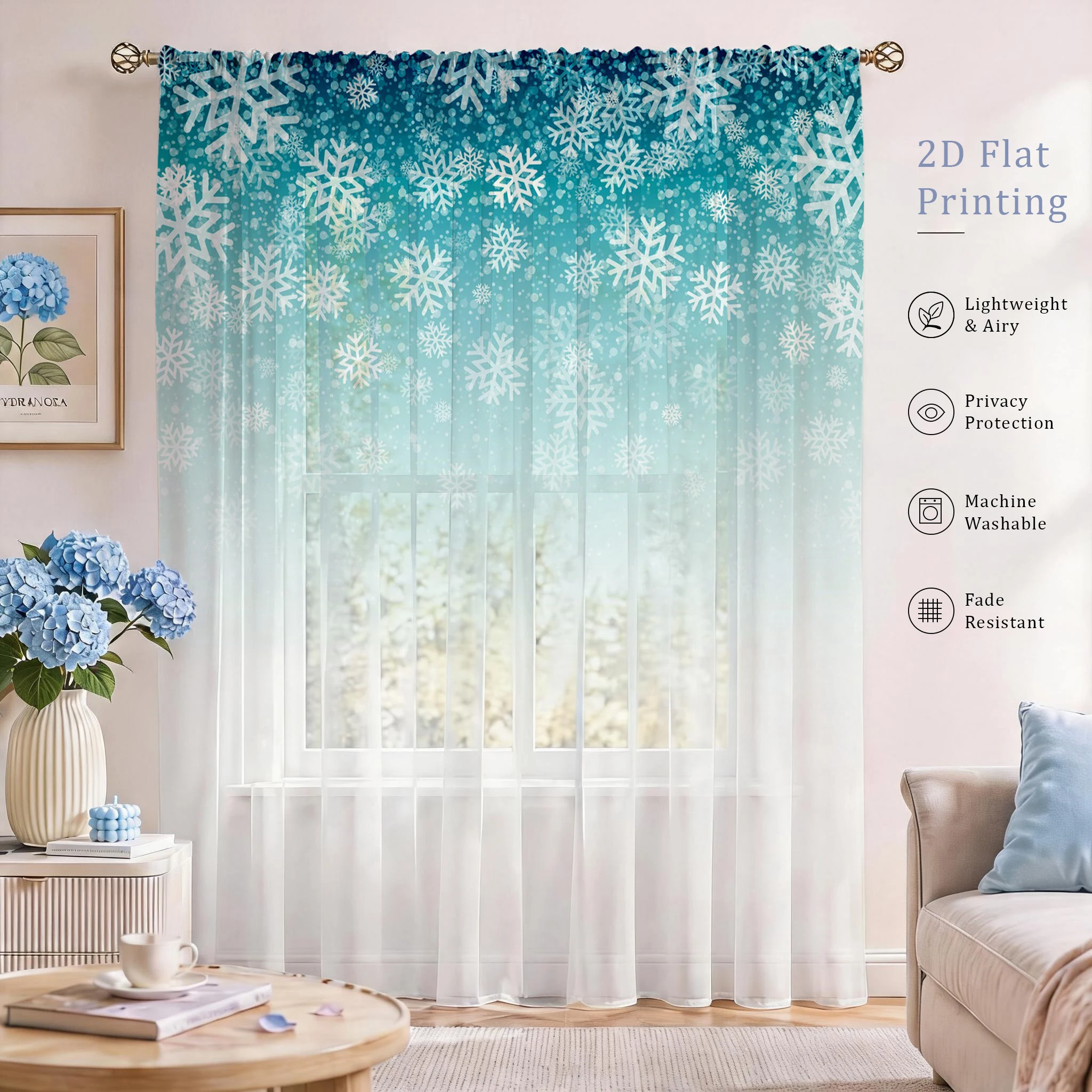 Home Office Youtube - Floral Gradient Sheer Curtain, Good Quality
