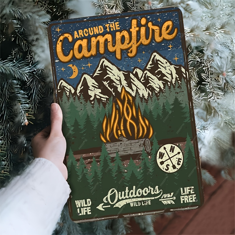 Home Office With Library - Room Decor Vintage Campfire Metal Tin