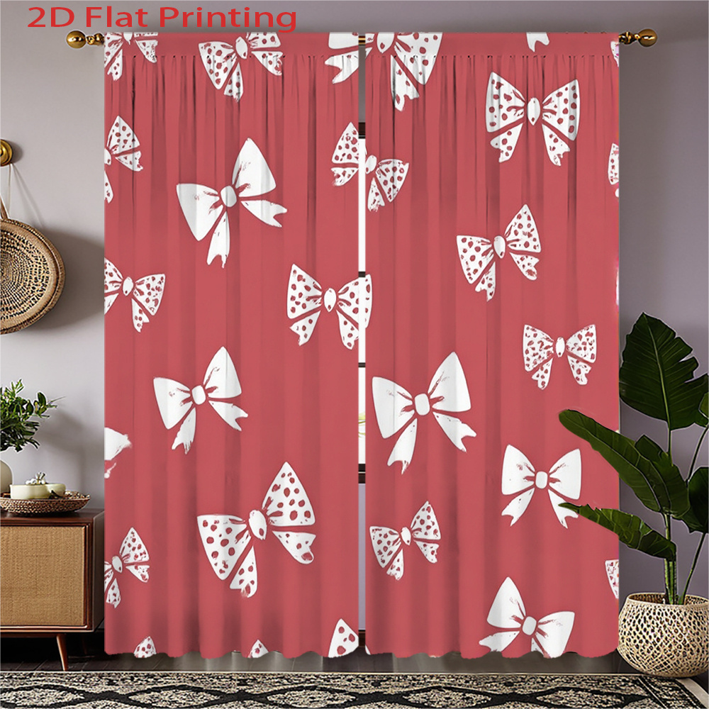 Home Office Amazon - 2pcs, 2D Flat Printing Curtains Red