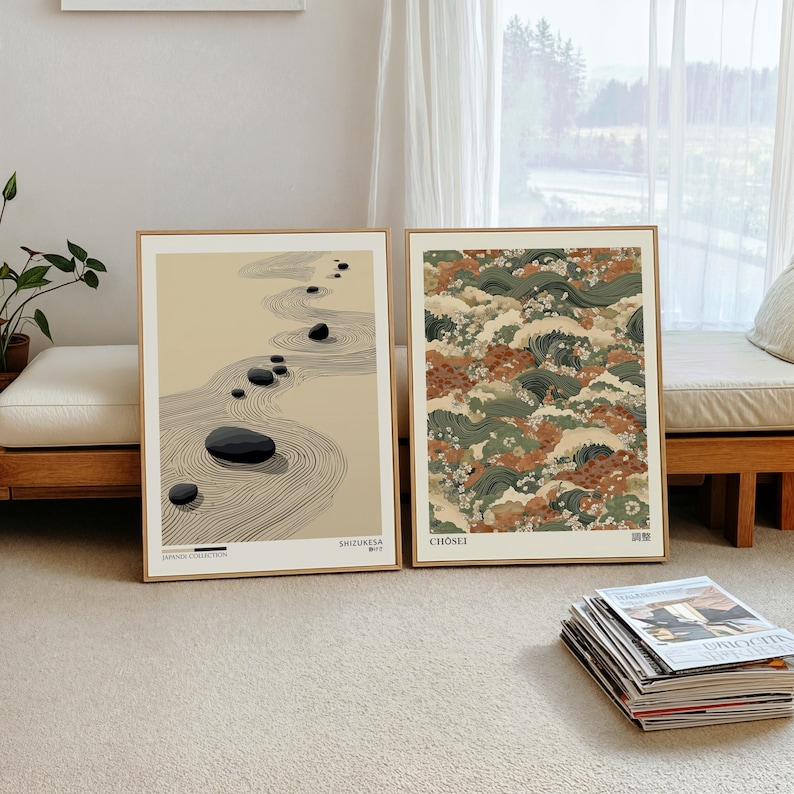 Home Office Youtube - 2pcs Japandi Zen Canvas Wall Art