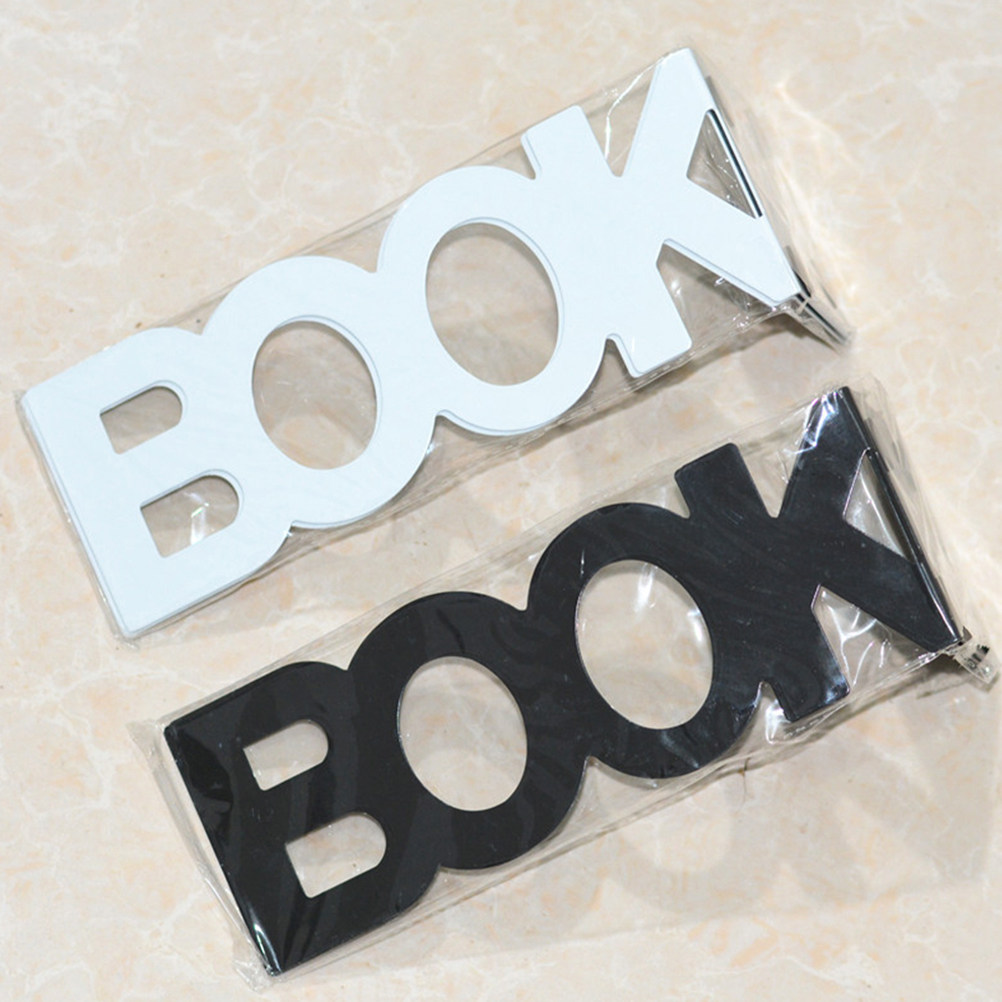 Home Office With Library - 4Pcs Metal Bookends Hollow Design Smooth