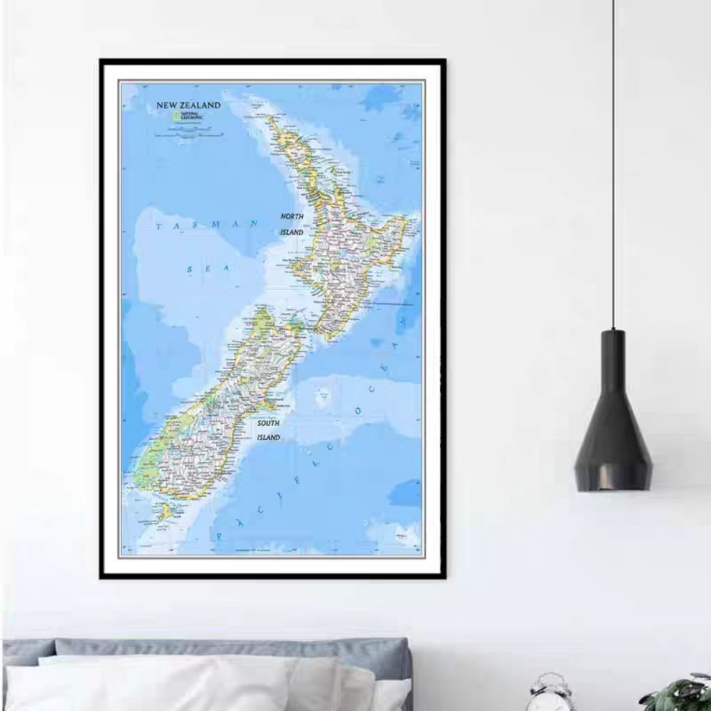 Home Office With Library - Large HD New Zealand Map Posters