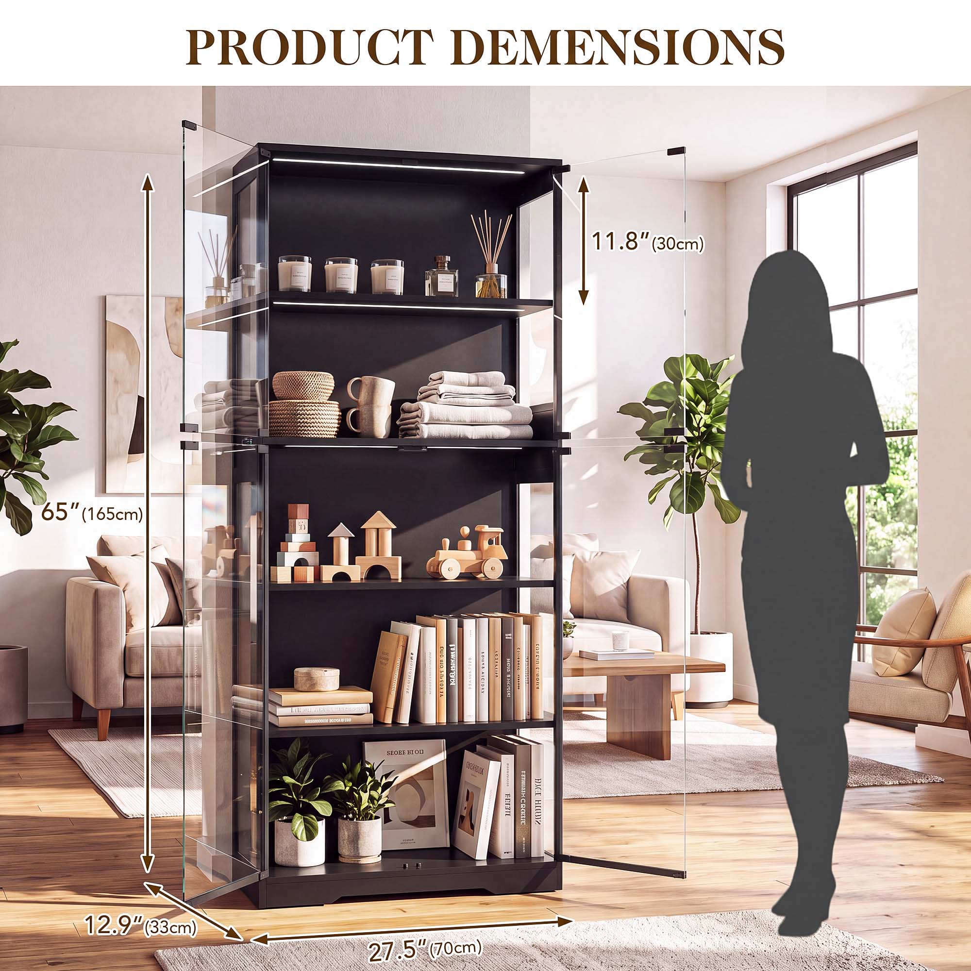 TCGBKAF 5‑Tier Display Cabinet - Home Office In Living Room recension och pris