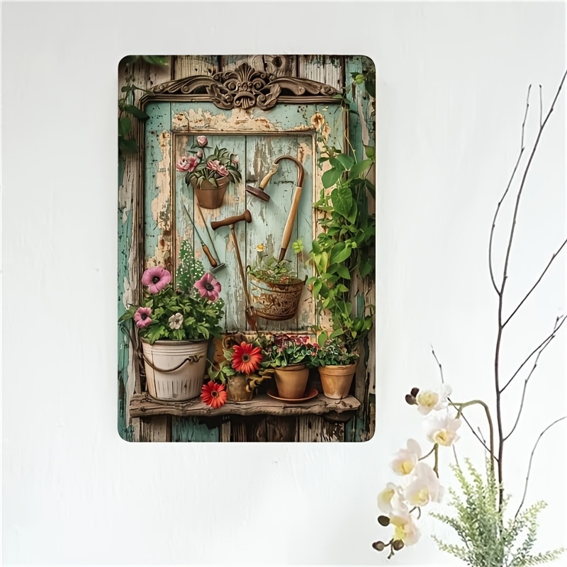Vintage floral metal tin signa - Home Office With Library recension och pris