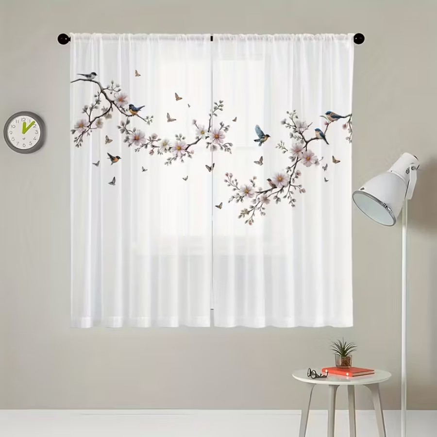 2PCS Digital Print Sheer Curta - Home Office Rate recension och pris