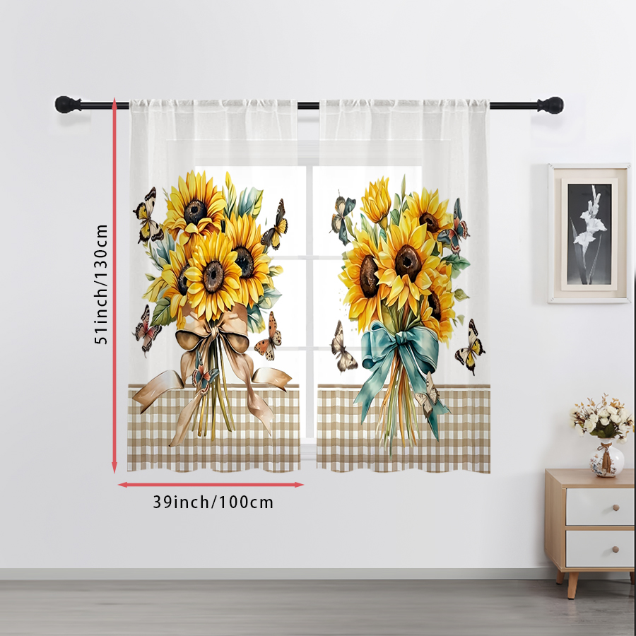 2PCS Digital Print Sheer Curta - Home Office Rate recension och pris