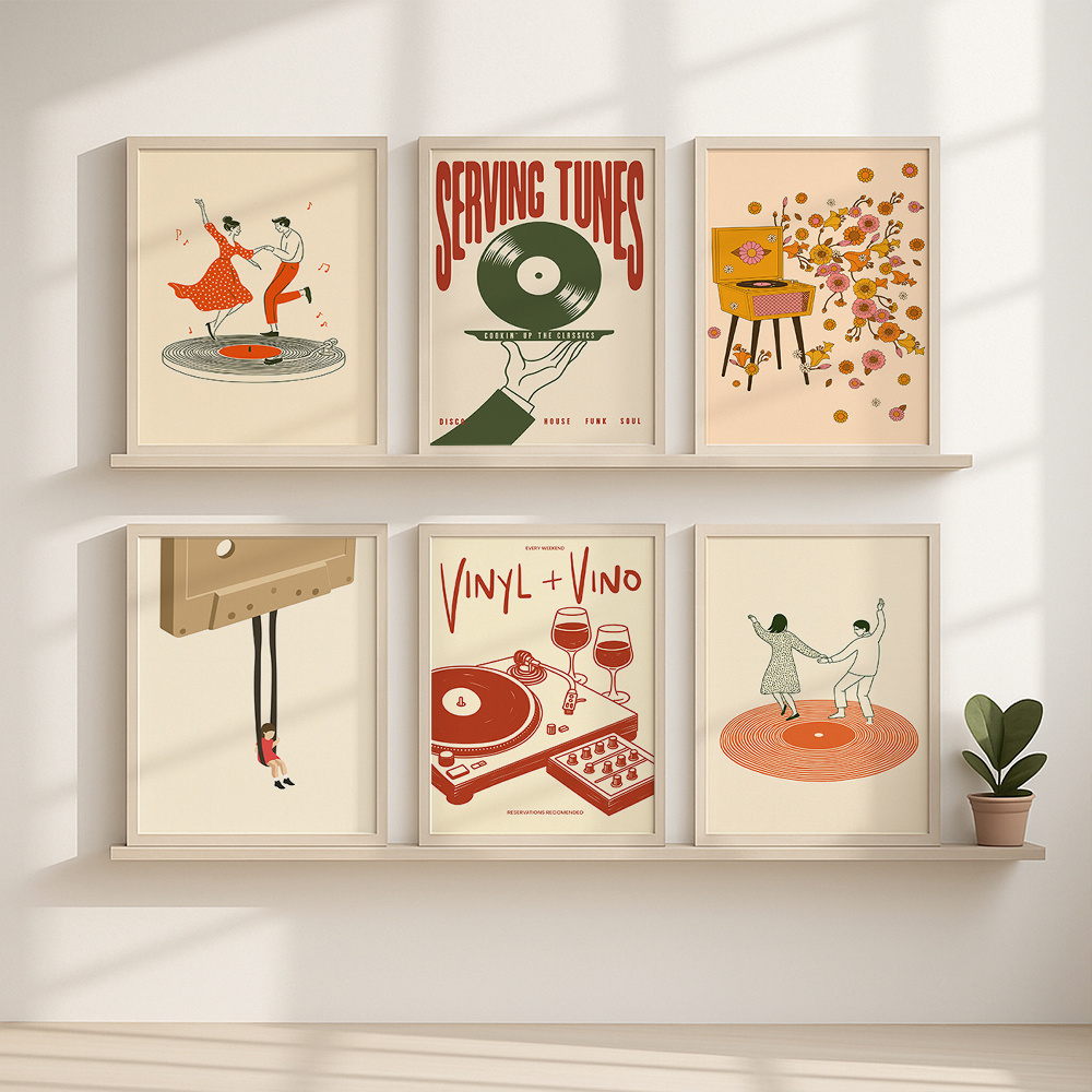1pc Vintage Music Canvas Poste - Home Office Youtube recension och pris