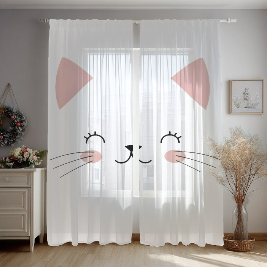 2PCS Digital Print Sheer Curta - Home Office Rate recension och pris
