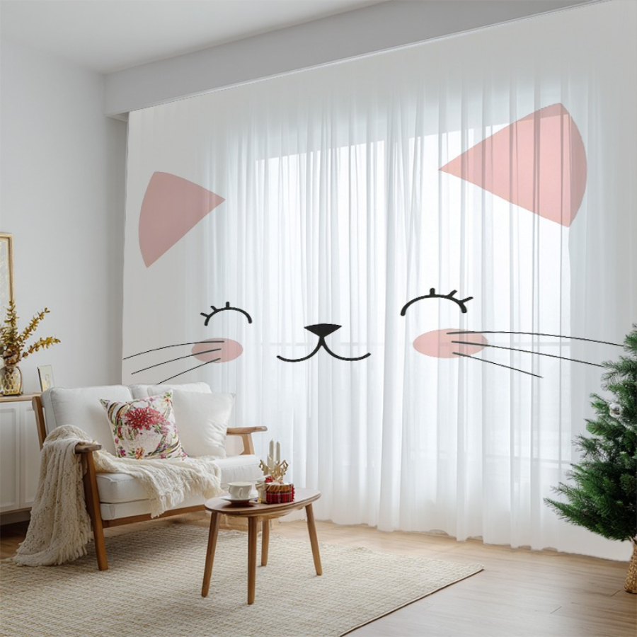 2PCS Digital Print Sheer Curta - Home Office Rate recension och pris