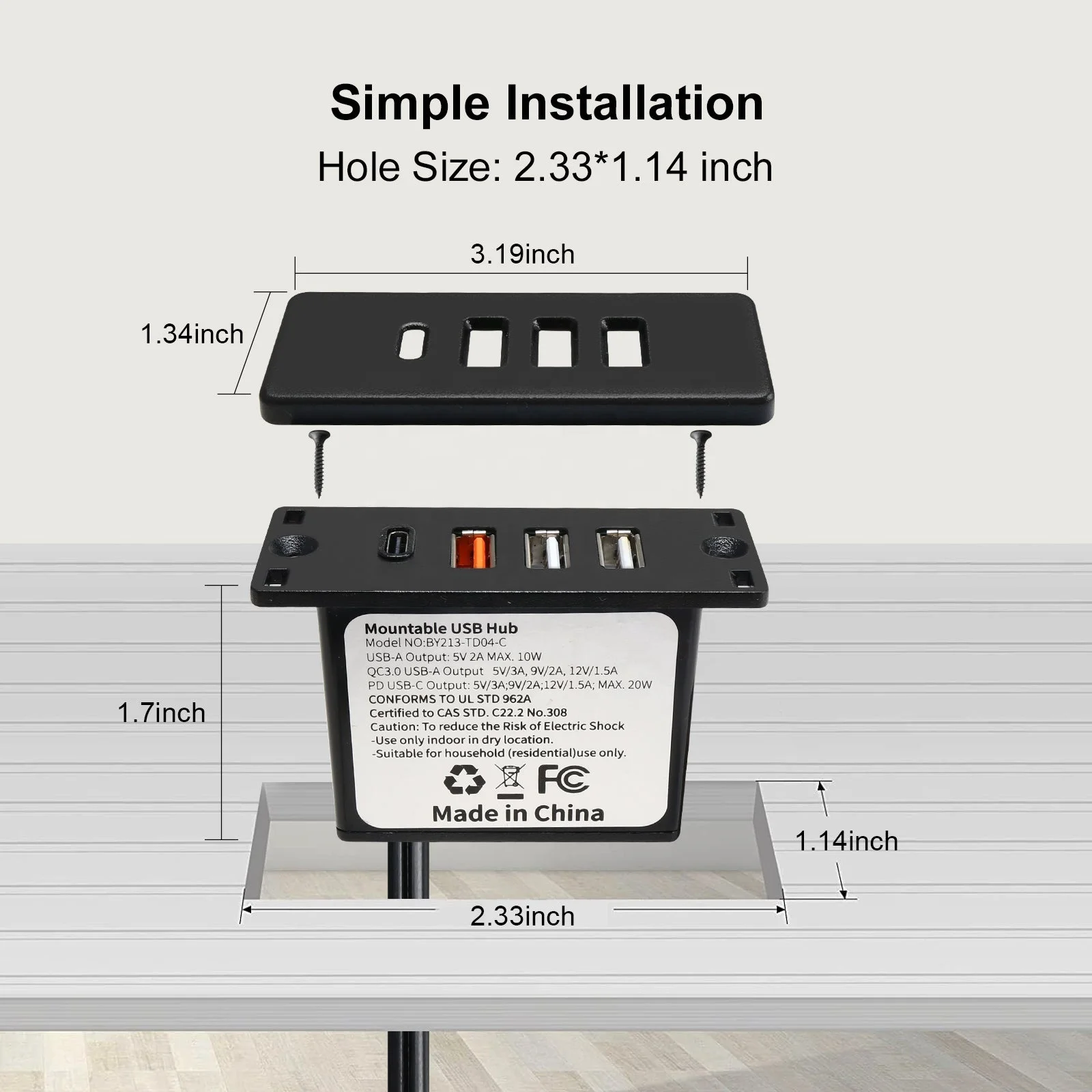 Powered USB C Hub Socket Reces - Power Strip Desk recension och pris