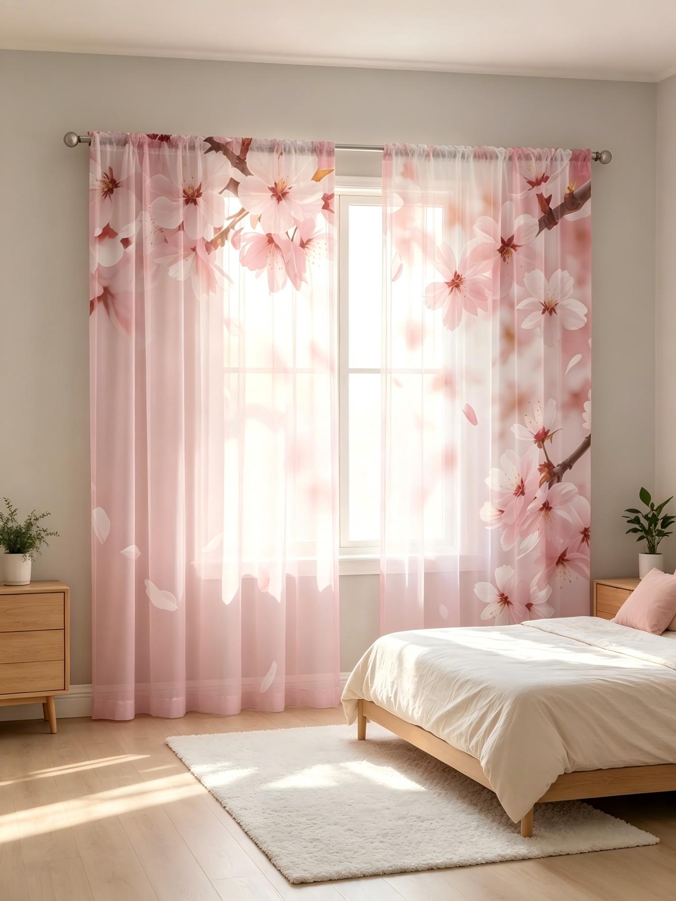 2PCS Digital Print Sheer Curta - Home Office Rate recension och pris
