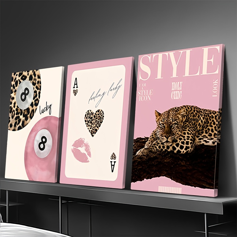 3pcs Leopard Cheetah Canvas Wa - Home Office Youtube recension och pris