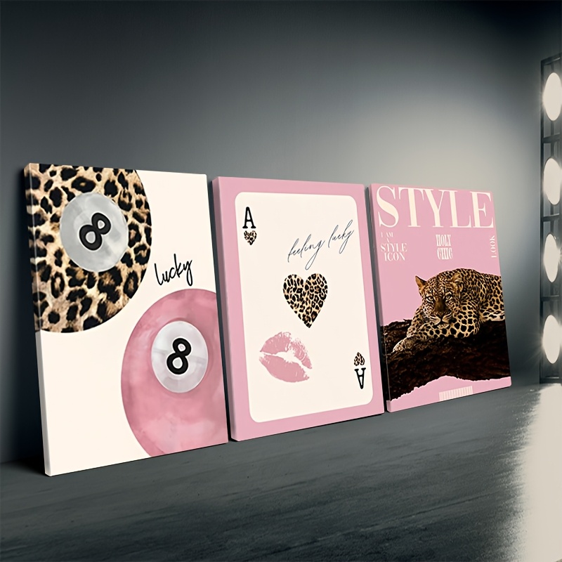 3pcs Leopard Cheetah Canvas Wa - Home Office Youtube recension och pris