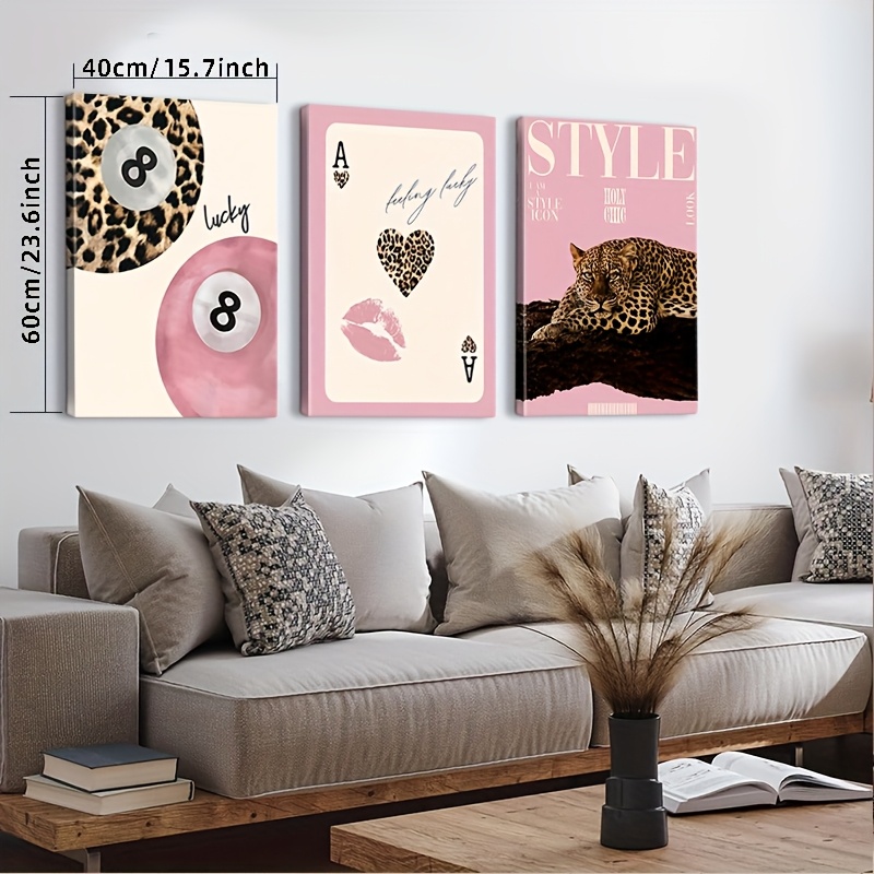 3pcs Leopard Cheetah Canvas Wa - Home Office Youtube recension och pris
