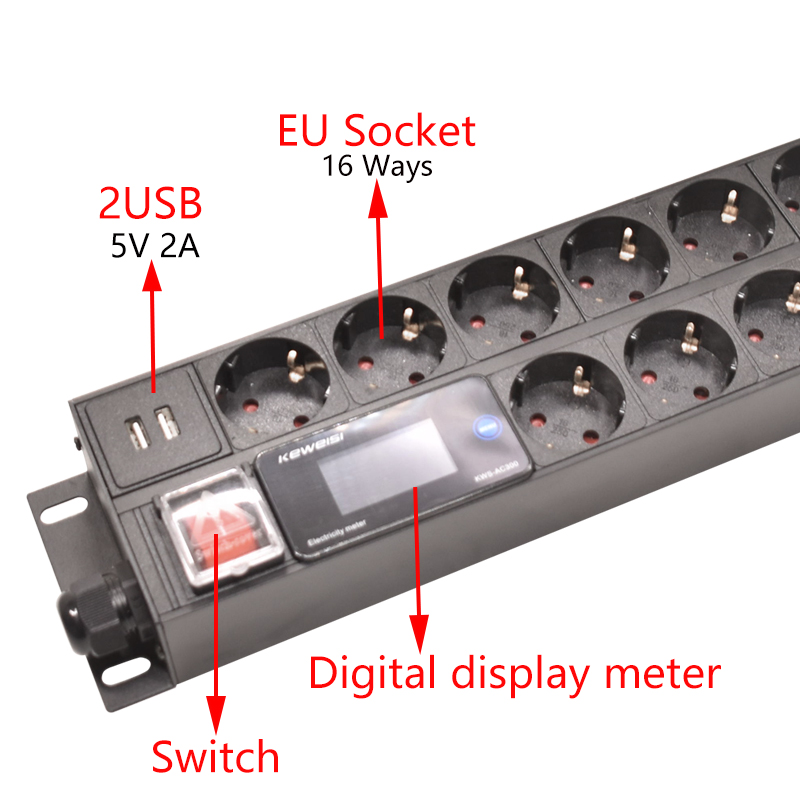 2U PDU Power Strip 19inch Rack - Power Strip Desk recension och pris