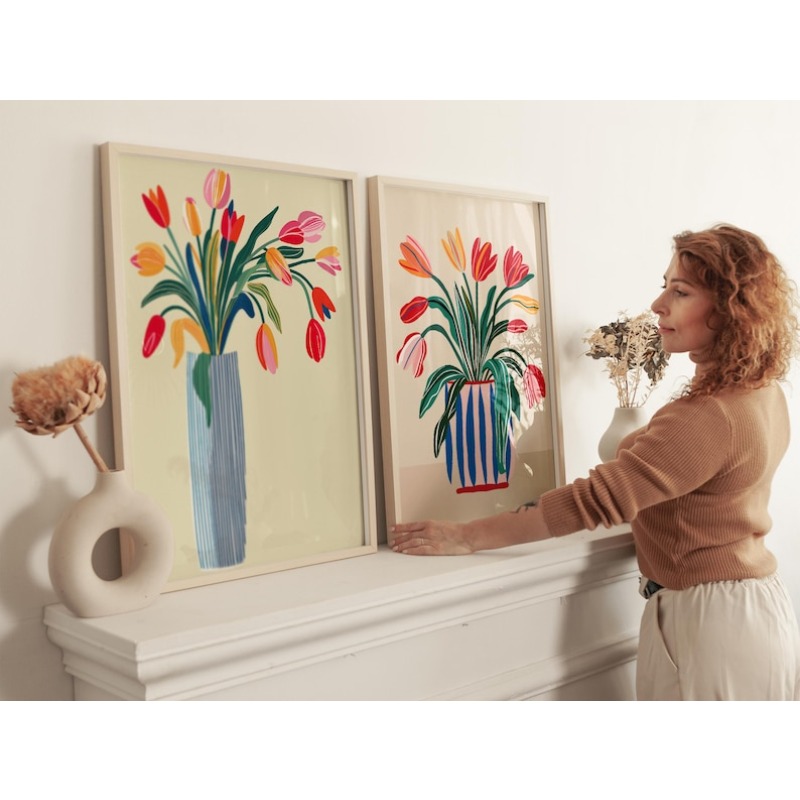 2pcs Tulip Flowers Canvas Wall - Home Office Youtube recension och pris