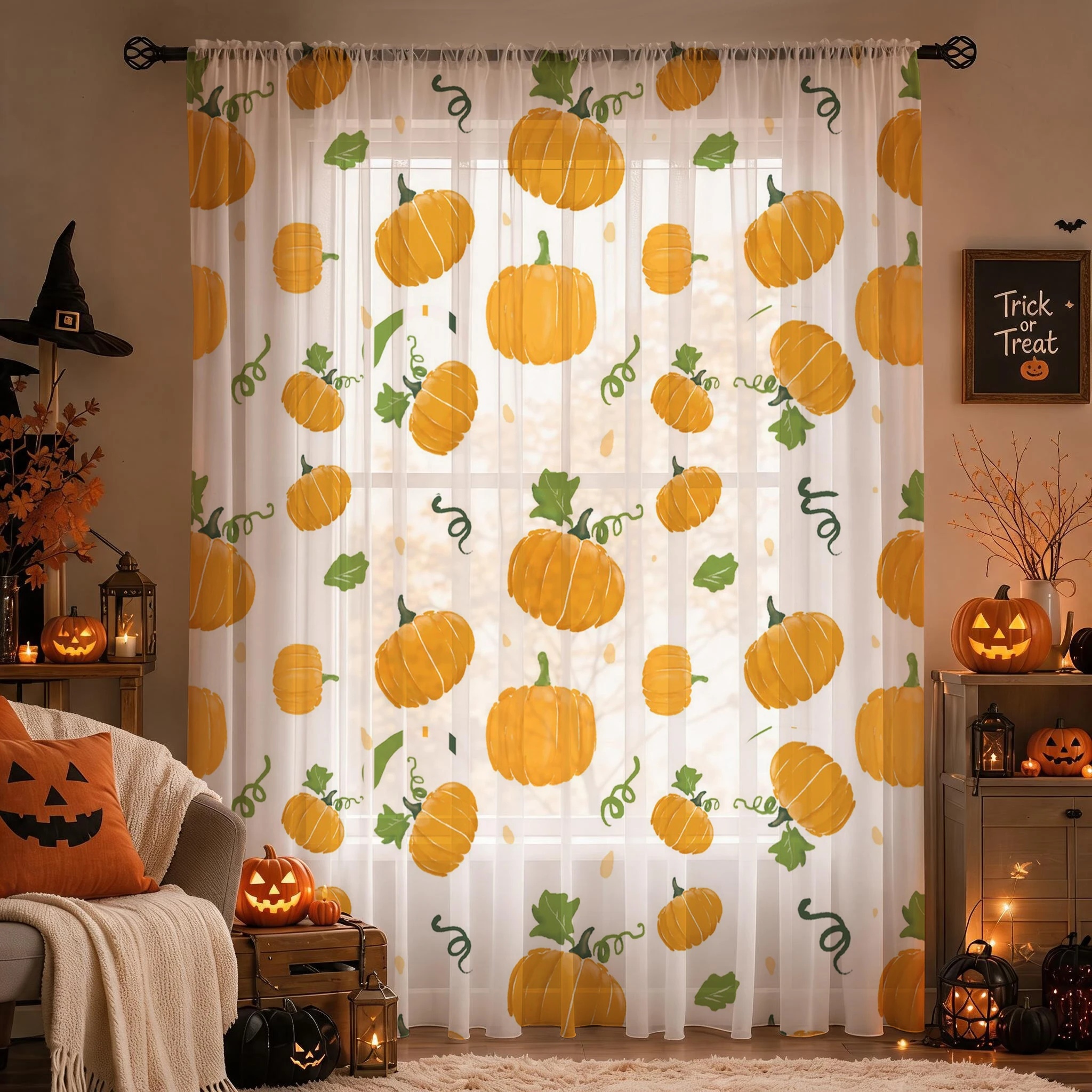 Halloween Sheer Curtain Rod Po - Home Office Youtube recension och pris