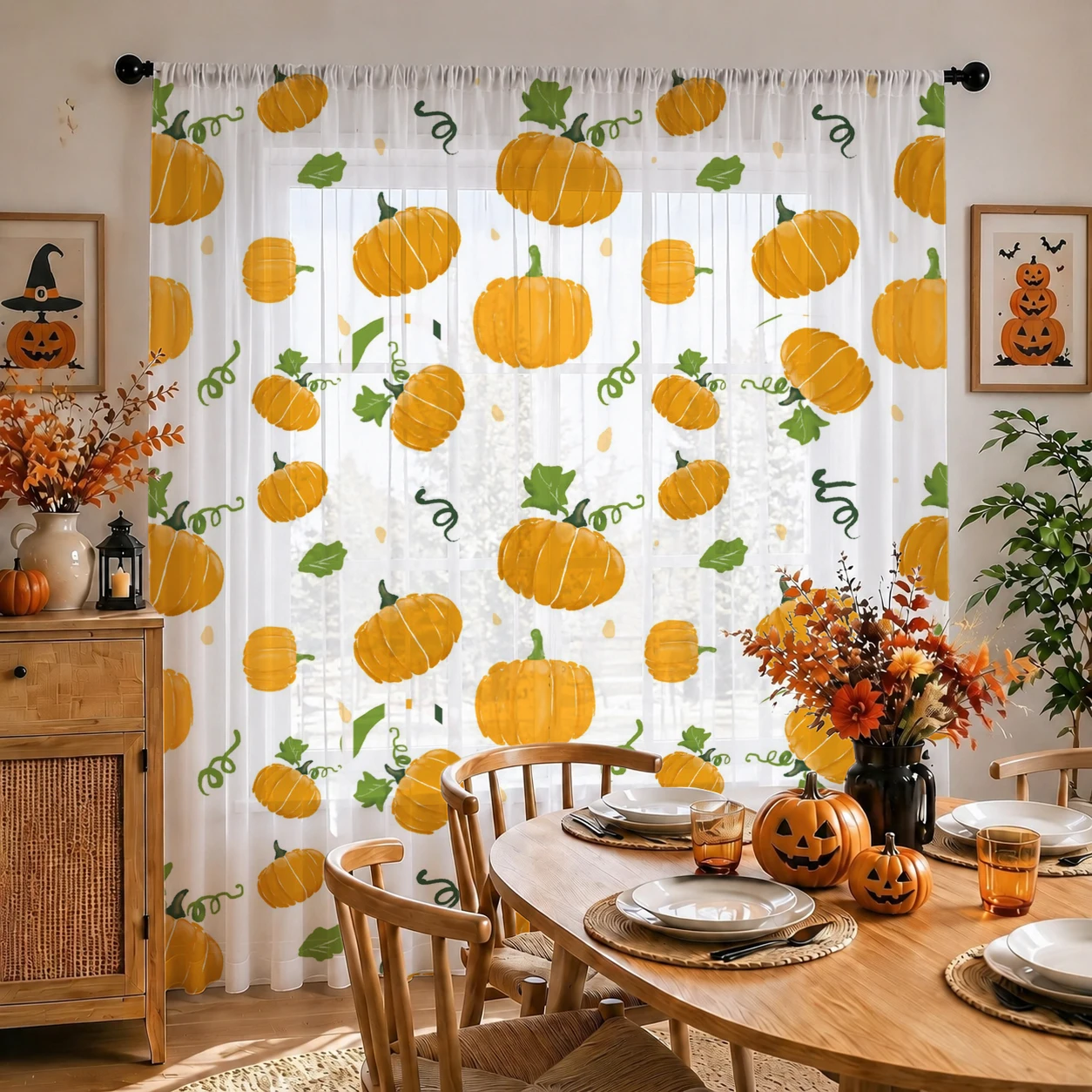 Halloween Sheer Curtain Rod Po - Home Office Youtube recension och pris