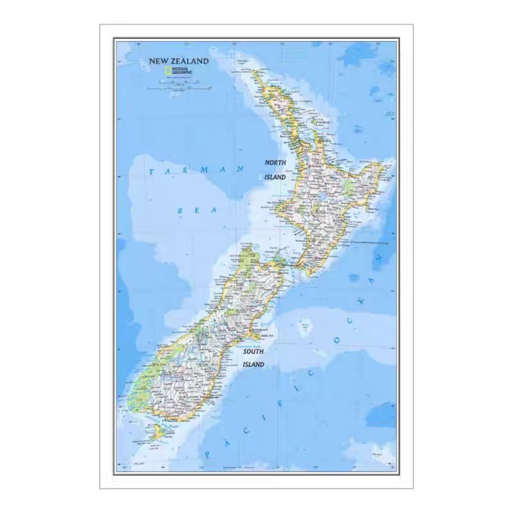 Large HD New Zealand Map Poste - Home Office With Library recension och pris